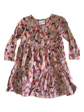 Hanna Andersson Girls Rainbow Tiered Twirl Dress Pink Size 90 / 3T